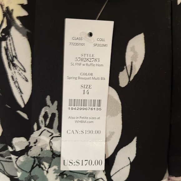 WHITE HOUSE BLACK MARKET Multi-colored Floral Midi Dress with Pleated Ruffle Hem - Picture 8 of 8